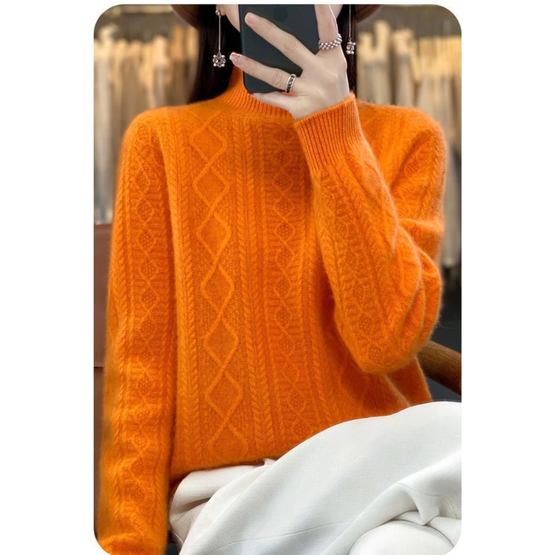 Stylish Cable Knit Turtleneck Jumper for Women | Ideal for winter