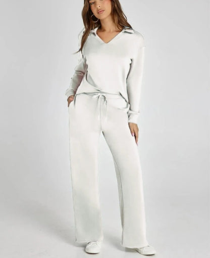 Chanel - Women's Elegant Cropped Long Sleeve Trouser Co-Ord Set with Wide Leg Pants | Ideal for Spring/Summer