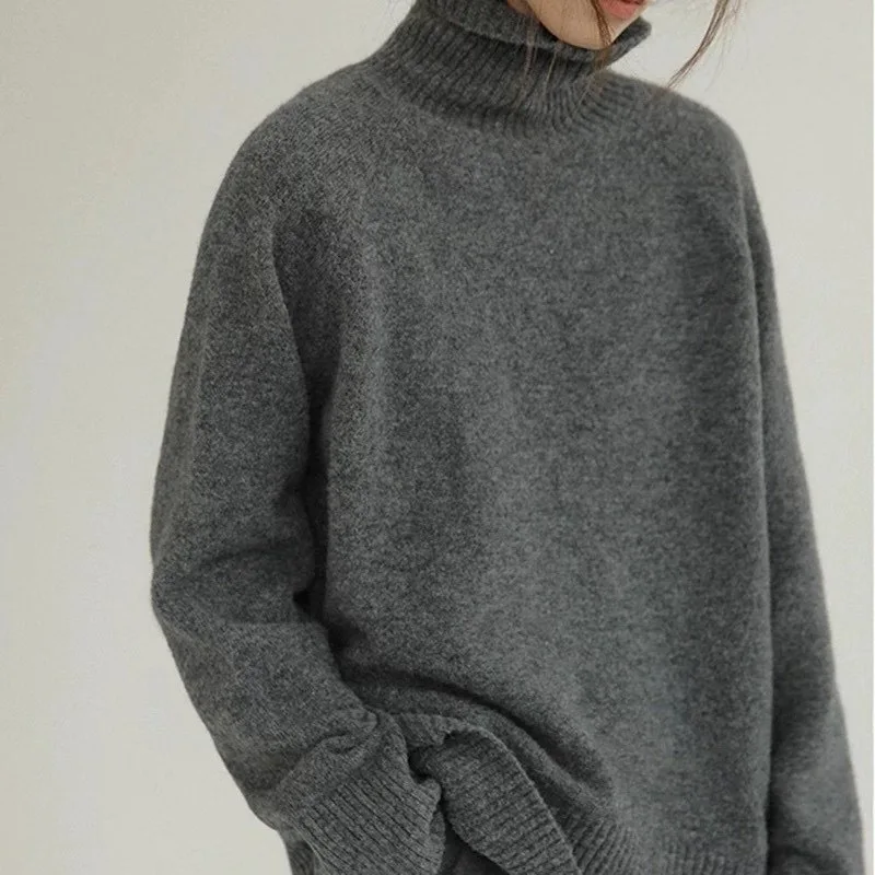 Women's Soft Oversized Turtleneck Knitted Jumper | Ideal for Winter