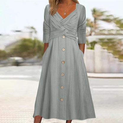 Women's Summer Casual Midi Dress with Half Sleeves | Perfect for Casual Days