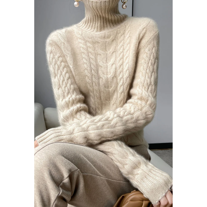 Women's Warm Knitted Cord-Point Cashmere Jumper for Women | Ideal for Winter