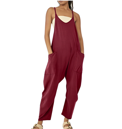 Women's Chic Sleeveless V-neck Jumpsuit with Pockets | Ideal for Summer