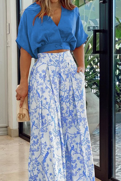 Variant image for Women's Elegant Soft Fabric Two-Piece Set with Puff Sleeves-19
