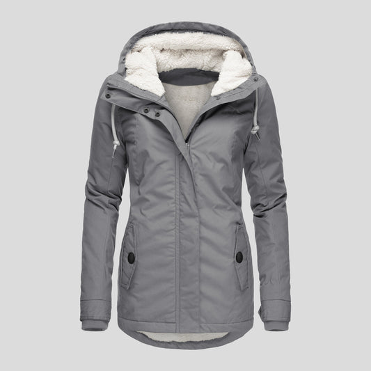 Winter Jacket With Grey Fleece And Capuchon Casual Parka For Women | Perfect for Casual Days