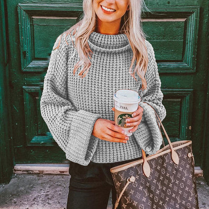 Women's Stylish Knit Turtleneck Jumper with Voluminous Sleeves | Ideal for Winter