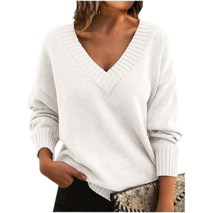 Women's Elegant Chic V-Neck Cashmere Sweater | Perfect for Everyday Wear