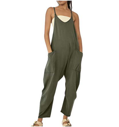 Women's Chic Sleeveless V-neck Jumpsuit with Pockets | Ideal for Summer