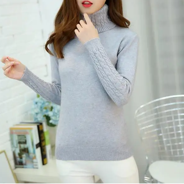 Women's Vintage Turtleneck Jumper with Cable Knit Sleeves | Ideal for Winter