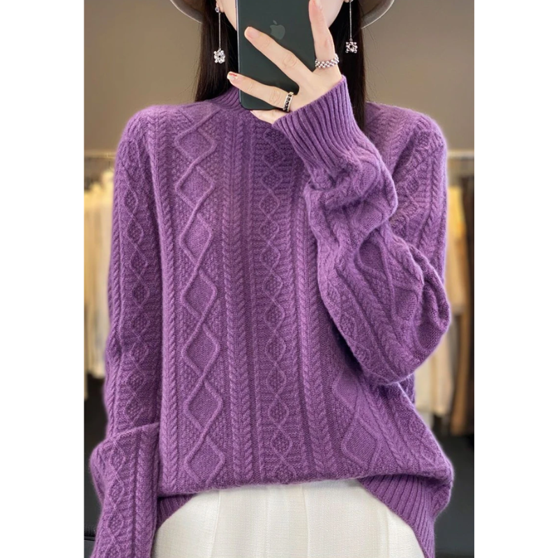 Stylish Cable Knit Turtleneck Jumper for Women | Ideal for winter