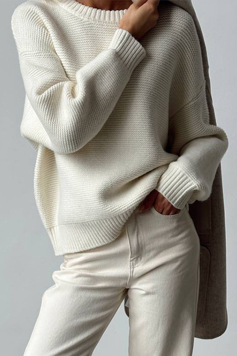 Women's Fashionable Plain White Cashmere Jumper | Ideal for winter