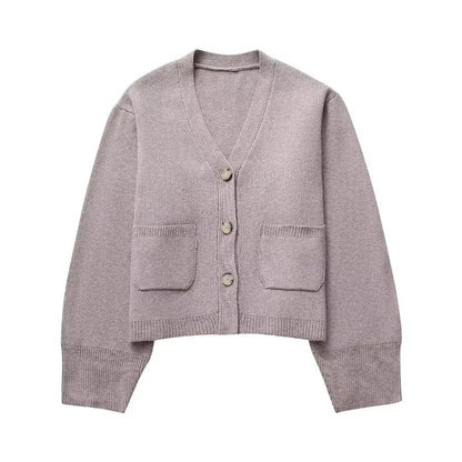 Women's Casual V-neck Knitted Cardigan with Buttons | Ideal for WInter