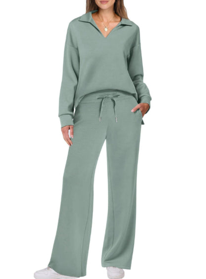 Chanel - Women's Elegant Cropped Long Sleeve Trouser Co-Ord Set with Wide Leg Pants | Ideal for Spring/Summer
