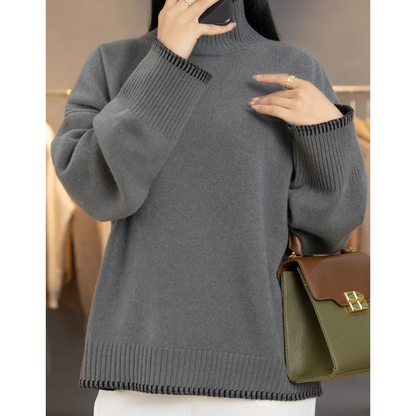 Women's Comfortable Soft Loose Knitted Turtleneck Jumper | Ideal for Winter