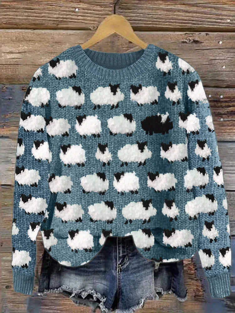 Cozy Knitted Vintage Jumper Made of Sheep Wool for Women | Ideal for Winter