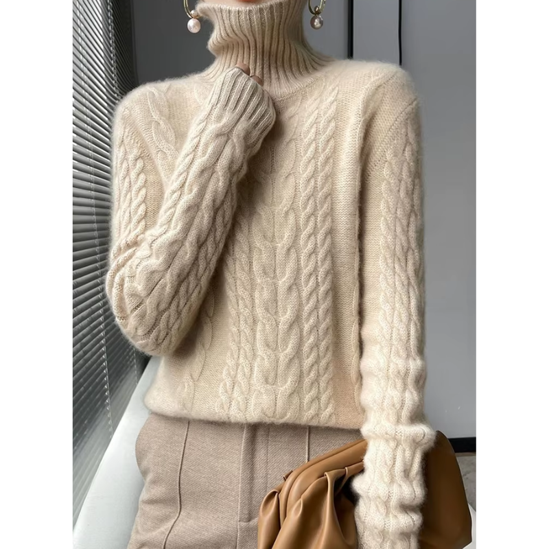 Women's Warm Knitted Cord-Point Cashmere Jumper for Women | Ideal for Winter