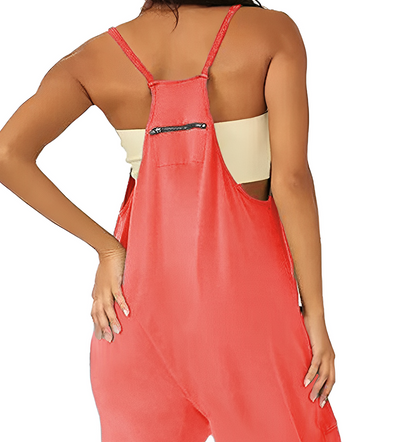 Women's Chic Sleeveless V-neck Jumpsuit with Pockets | Ideal for Summer