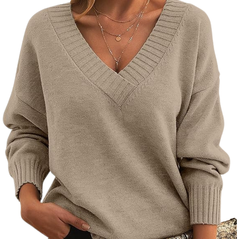 Women's Elegant Chic V-Neck Cashmere Sweater | Perfect for Everyday Wear