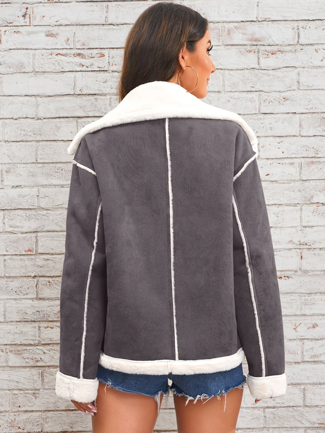 Women's Casual Warm Plush Jacket with Faux Fur Collar | Ideal for Autumn/Winter