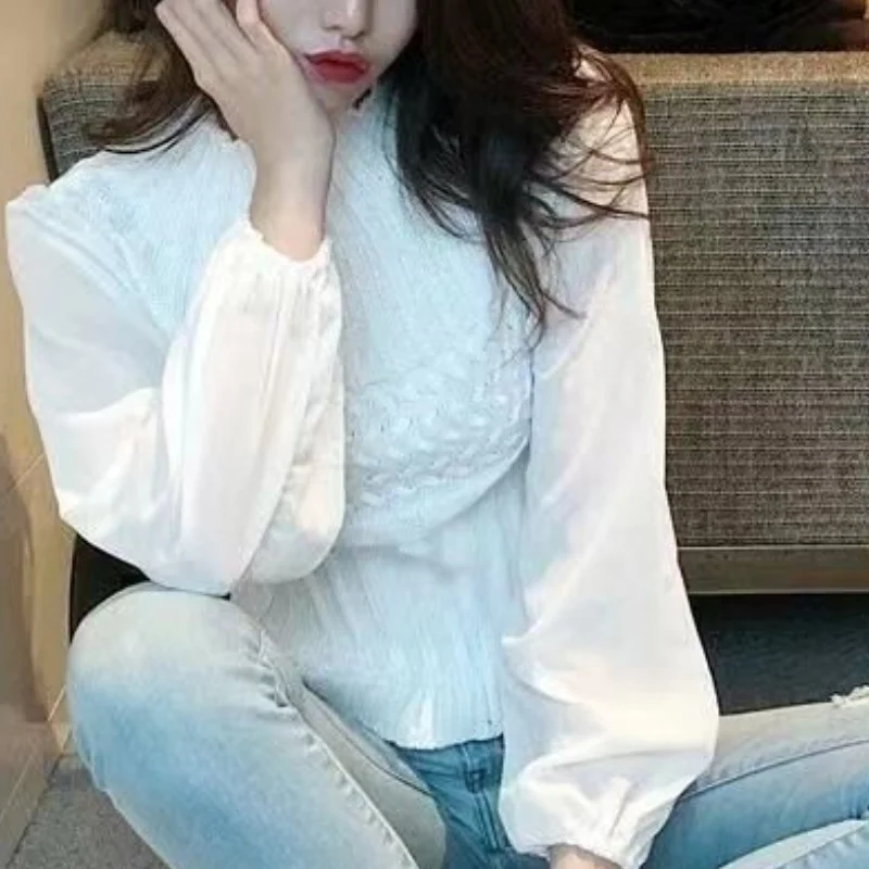 Women's Modern Sweater Vest with Transparent Sleeves Turtleneck Jumper | Ideal for winter