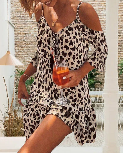 Women's Summer Casual Short Dress with Leopard Print | Perfect for Casual Days