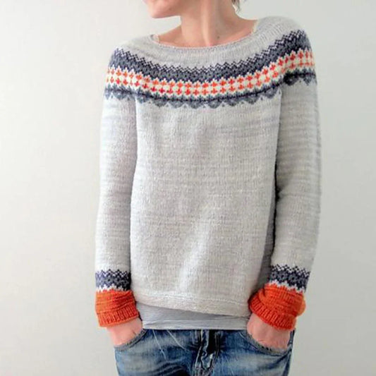 Comfortable Straight Silhouette Grey Jumper for Women | Ideal for Winter