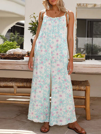 Women's Wide-Leg Sleeveless Floral Jumpsuit | Ideal for Summer