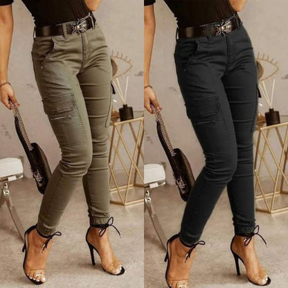 Women's Casual Low Waist Cargo Jeans with Pockets | Perfect for Casual Days