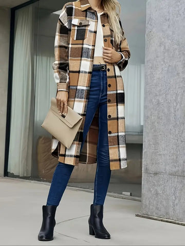 Carrie - Plaid Long Coat - Casual - Modern Style - Ideal for Autumn