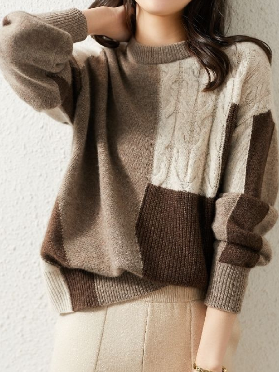 Women's Color Block Cable Knit Jumper | Ideal for winter