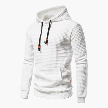 Men's Solid Colour Hoodie with Patterned Geometric Design | Ideal for Winter