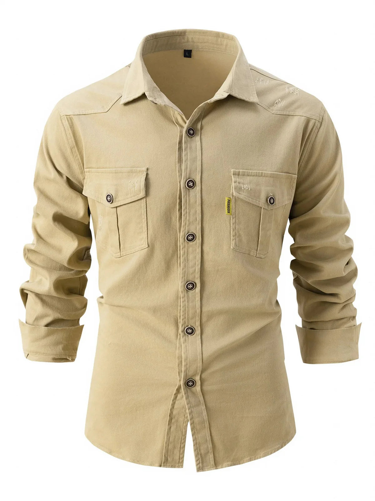 Men's Casual Shirt with Chest Pockets Long Sleeve Button Closure | Perfect for Everyday Wear