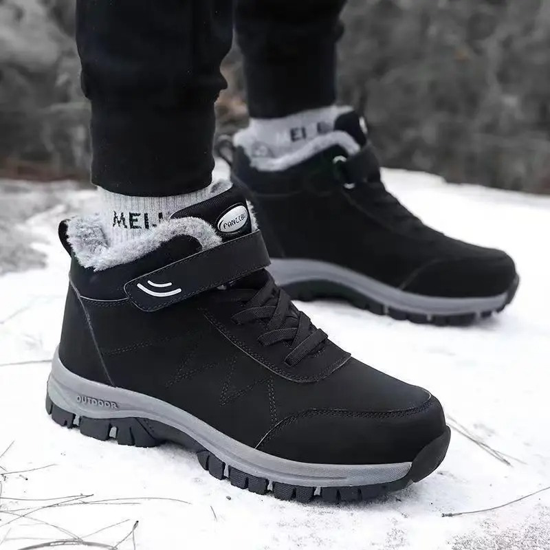Men's Casual Double Closure Fur Line Winter Boots | Ideal for Winter