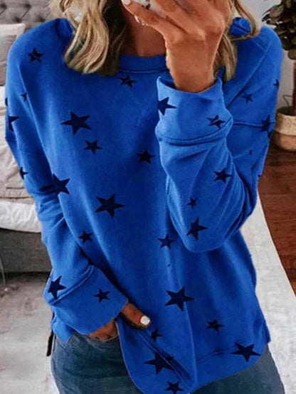 Women's Warm Star Print Round Neck Jumper | Ideal for Winter