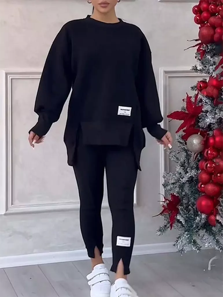 Women's Elegant Jumper with Patcwork and Legging Set | Ideal for Winter