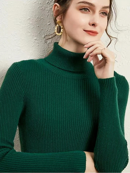 Women's Comfortable Ribbed and Soft Knitted Turtleneck Jumper | Ideal for Winter