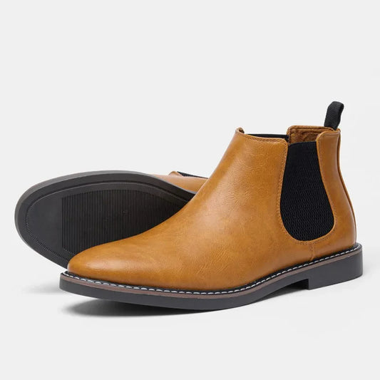 Men's Retro Vegan Leather Dress Chelsea Boots with High Top | Eco-Friendly Materials for All Seasons