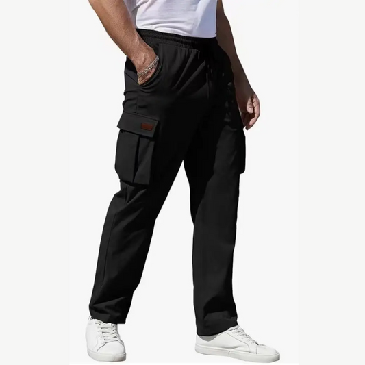 Men's Oversized Straight Grey Cargo Pants with Plain Design | Perfect for Casual Days