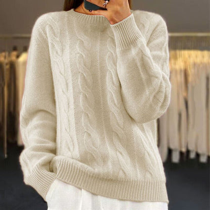 Women's Comfortable Solid Color Knitted Cashmere Jumper | Ideal for Winter