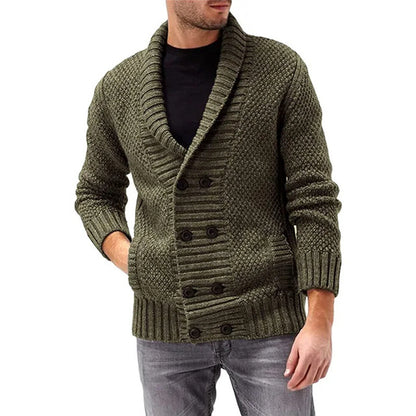 Men's Knitted Cashmere Jumper with Buttons and Pockets | Ideal for Winter