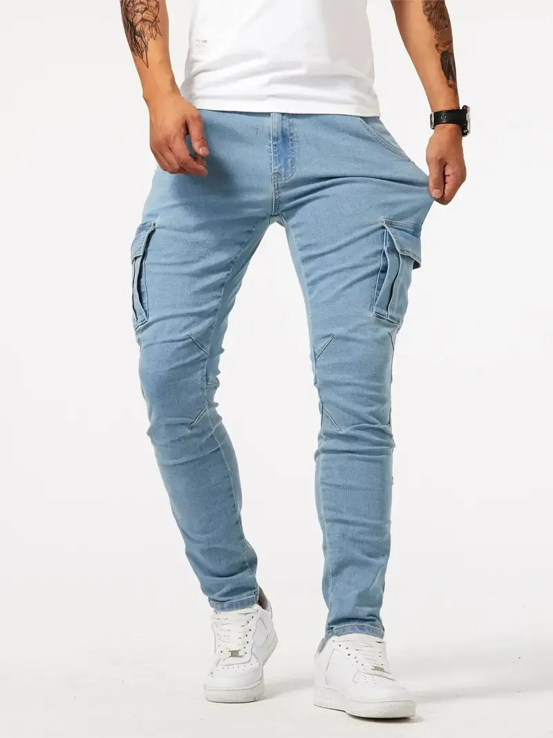 Men's Trendy Slim-Fit Cargo Jeans with Pockets | Perfect for Casual Days