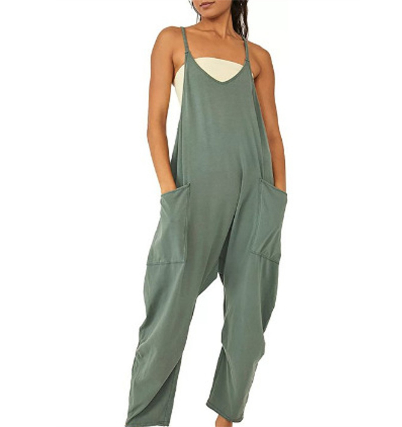 Women's Chic Sleeveless V-neck Jumpsuit with Pockets | Ideal for Summer