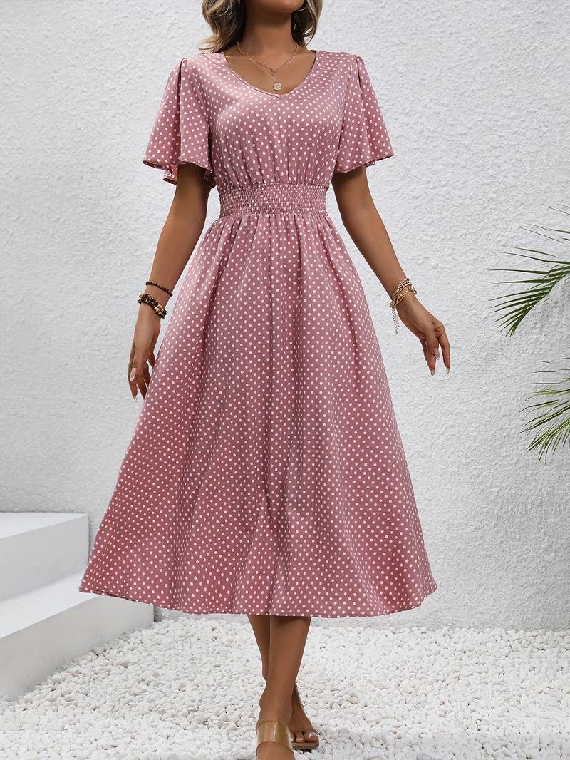 Women's Casual Comfortable Dress with Short Sleeves for Summer Outings