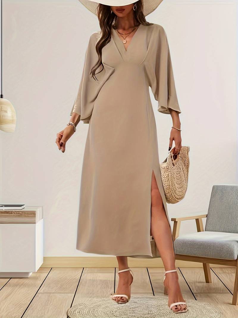 Women's Elegant A-Line Dress with Ruffle Sleeves for Casual and Semi-Formal Occasions