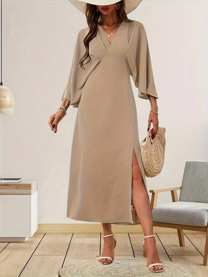 Women's Elegant A-Line Dress with Ruffle Sleeves for Casual and Semi-Formal Occasions