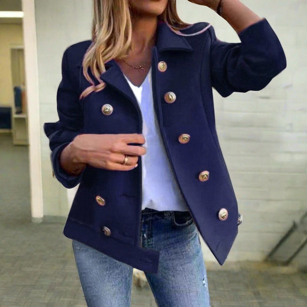 Women's Elegant Thick Solid Color Buttoned Blazer | Perfect for Casual Days