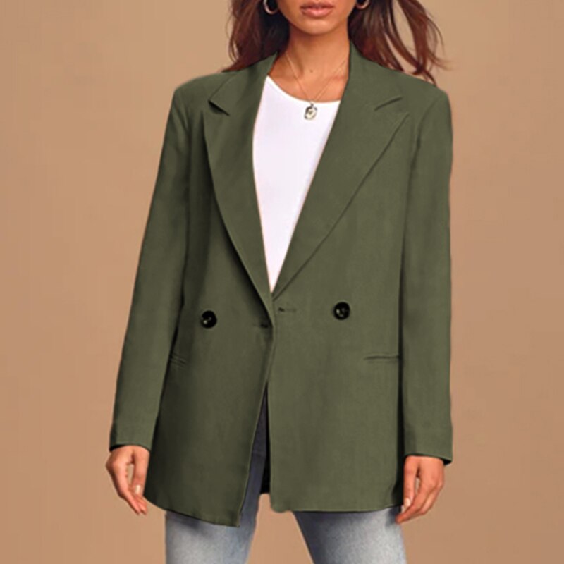 Women's Trendy Oversized Buttoned Blazer with Pockets | Perfect for Casual Days