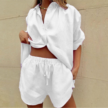 Women's Stylish Linen Loungewear Set with Coordinated Elegance