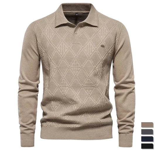 Bennett - Men's Long Sleeve Polo Sweater - Casual - Modern Style - Ideal for Autumn