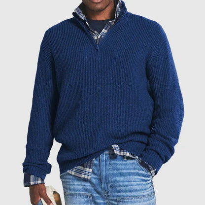 Men's Warm Half-zip Knitted Jumper | Ideal for Wiinter