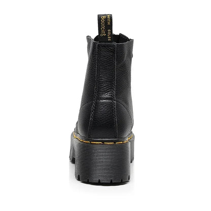 Women's Chic Leather Platform Boots with Bold Design